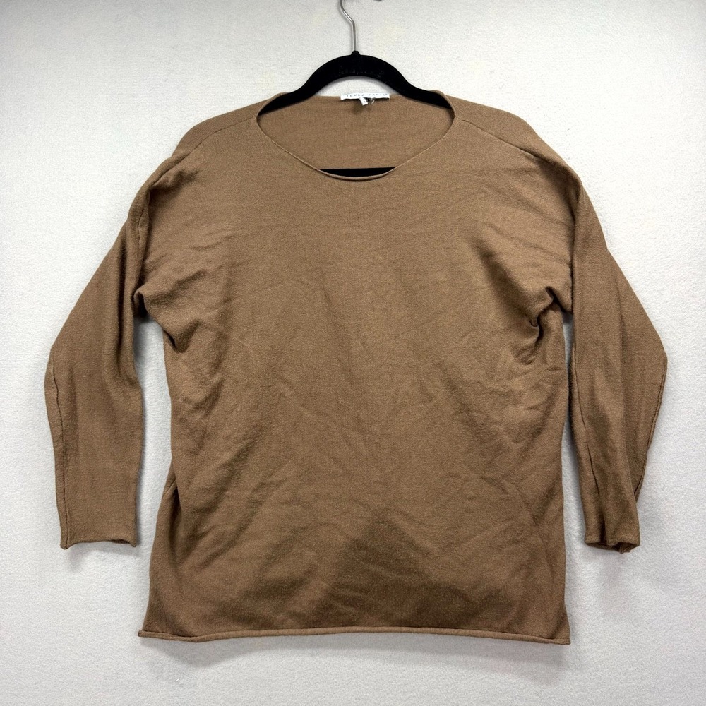 Tempo Paris Sweater Womens M/L Brown Viscose Knit Midweight Oversized Round Neck